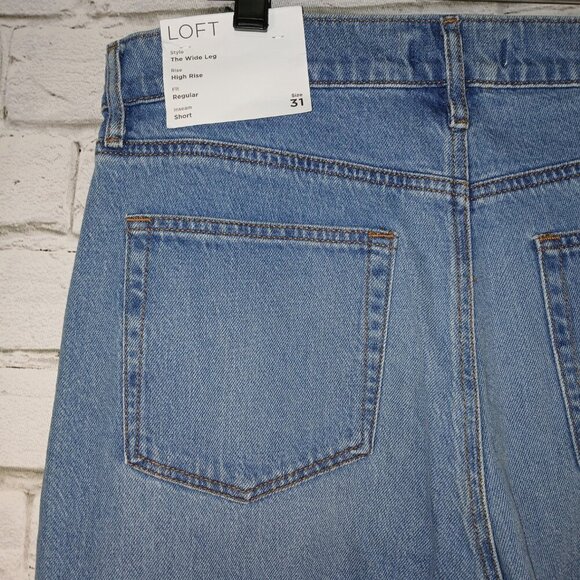 WOMENS WIDE LEG HIGH RISE  LIGHT WASH DENIUM JEANS BY LOFT NWT SIZE 31 - Picture 7 of 8